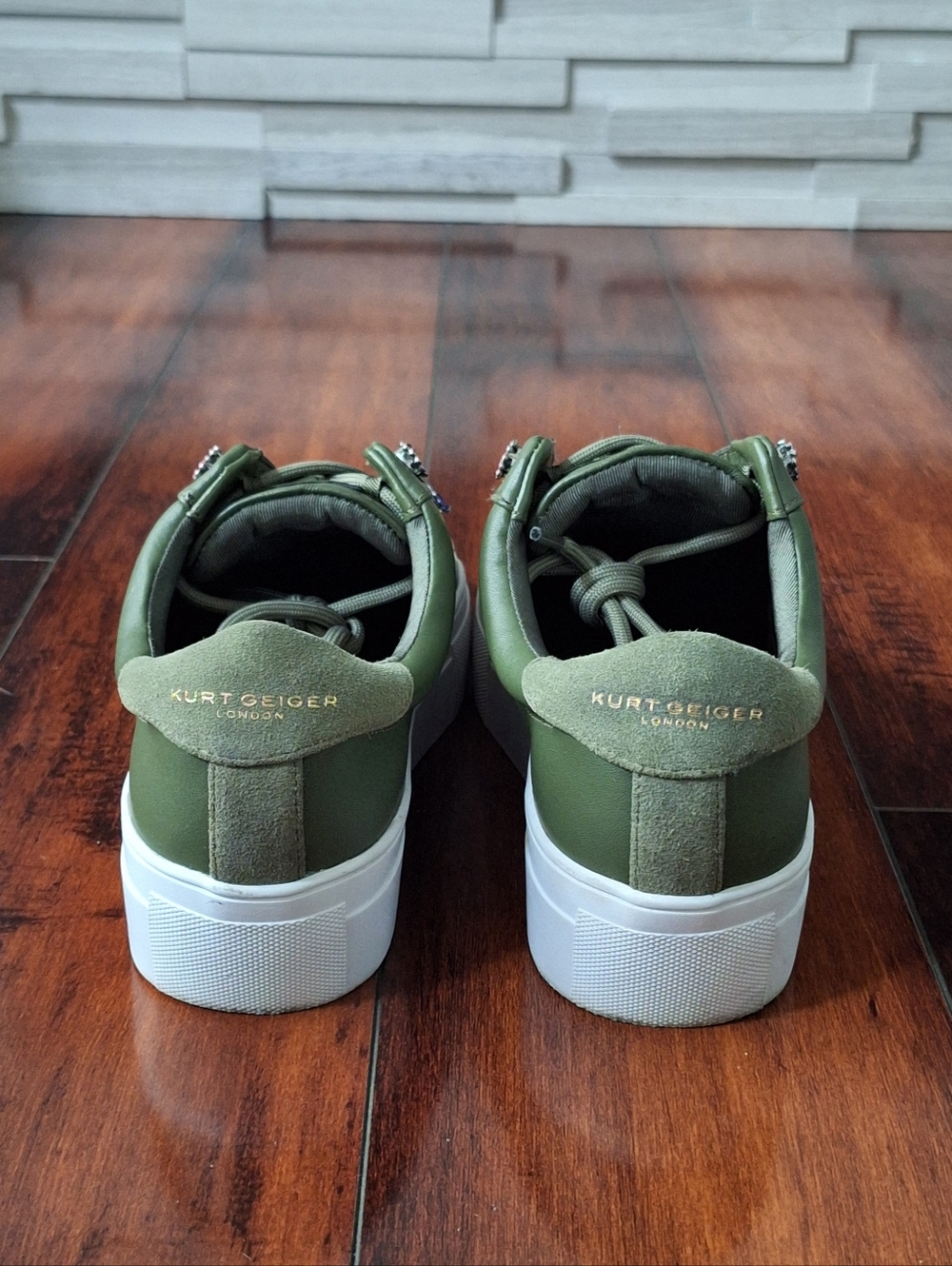 Kurt Geiger Liviah Love Platform Sneakers Green Crystal US 5 EU 35 - Picture 5 of 8
